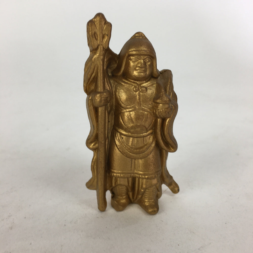 Japanese Brass 7Lucky Gods Statue Bishamonten Vtg Golden Figurine Okimono BD715