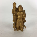 Japanese Brass 7Lucky Gods Statue Bishamonten Vtg Golden Figurine Okimono BD715