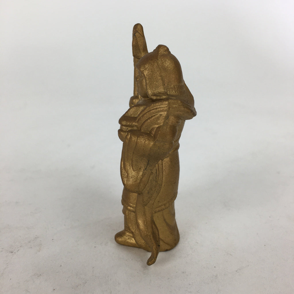 Japanese Brass 7Lucky Gods Statue Bishamonten Vtg Golden Figurine Okimono BD715