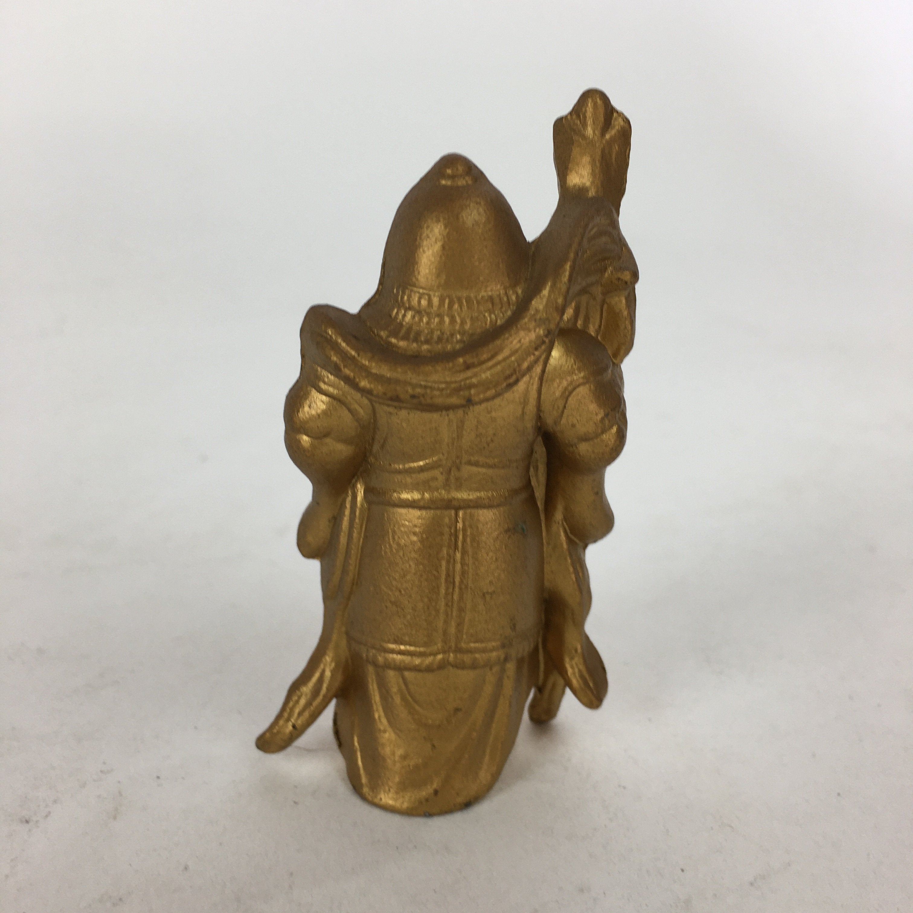 Japanese Brass 7Lucky Gods Statue Bishamonten Vtg Golden Figurine Okimono BD715