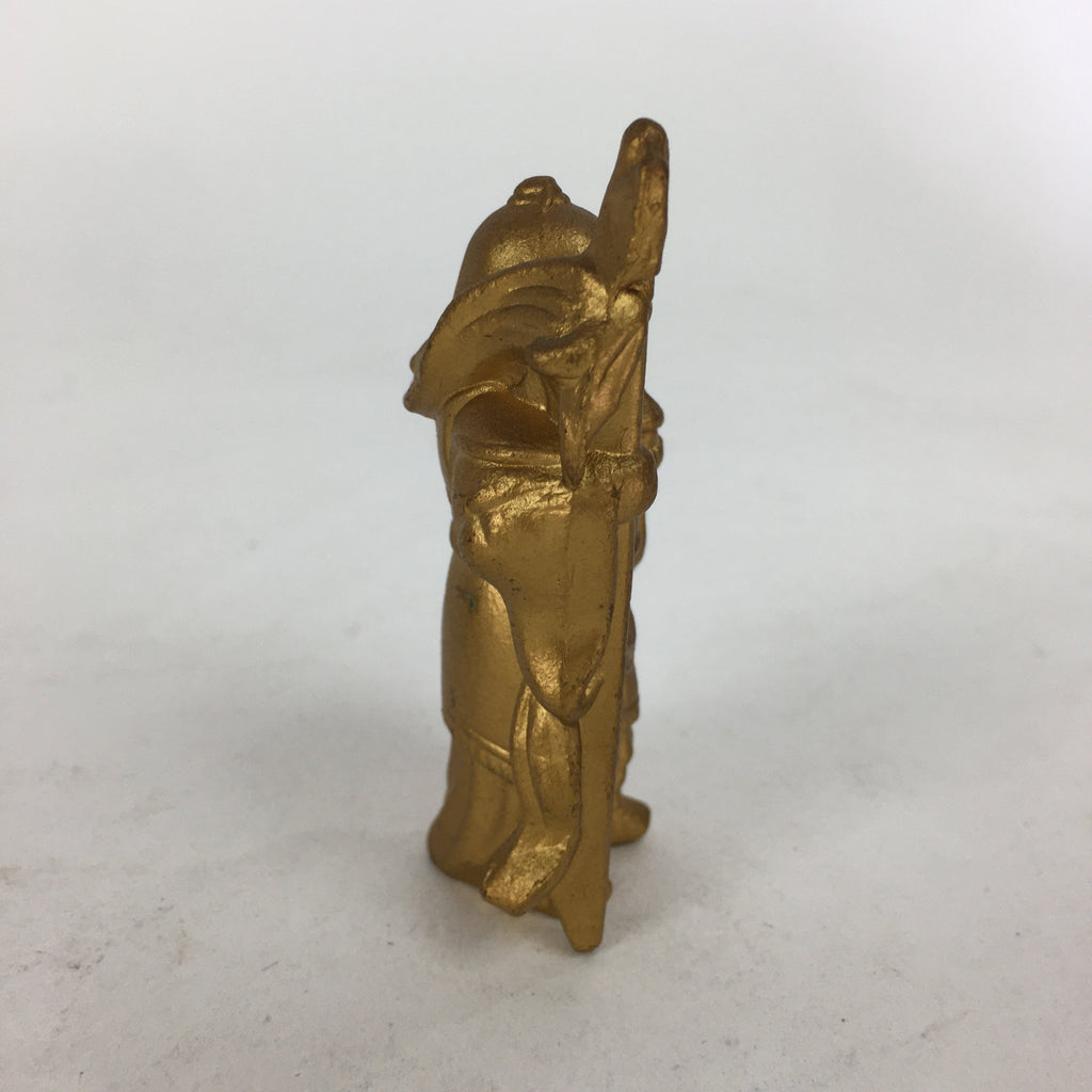 Japanese Brass 7Lucky Gods Statue Bishamonten Vtg Golden Figurine Okimono BD715