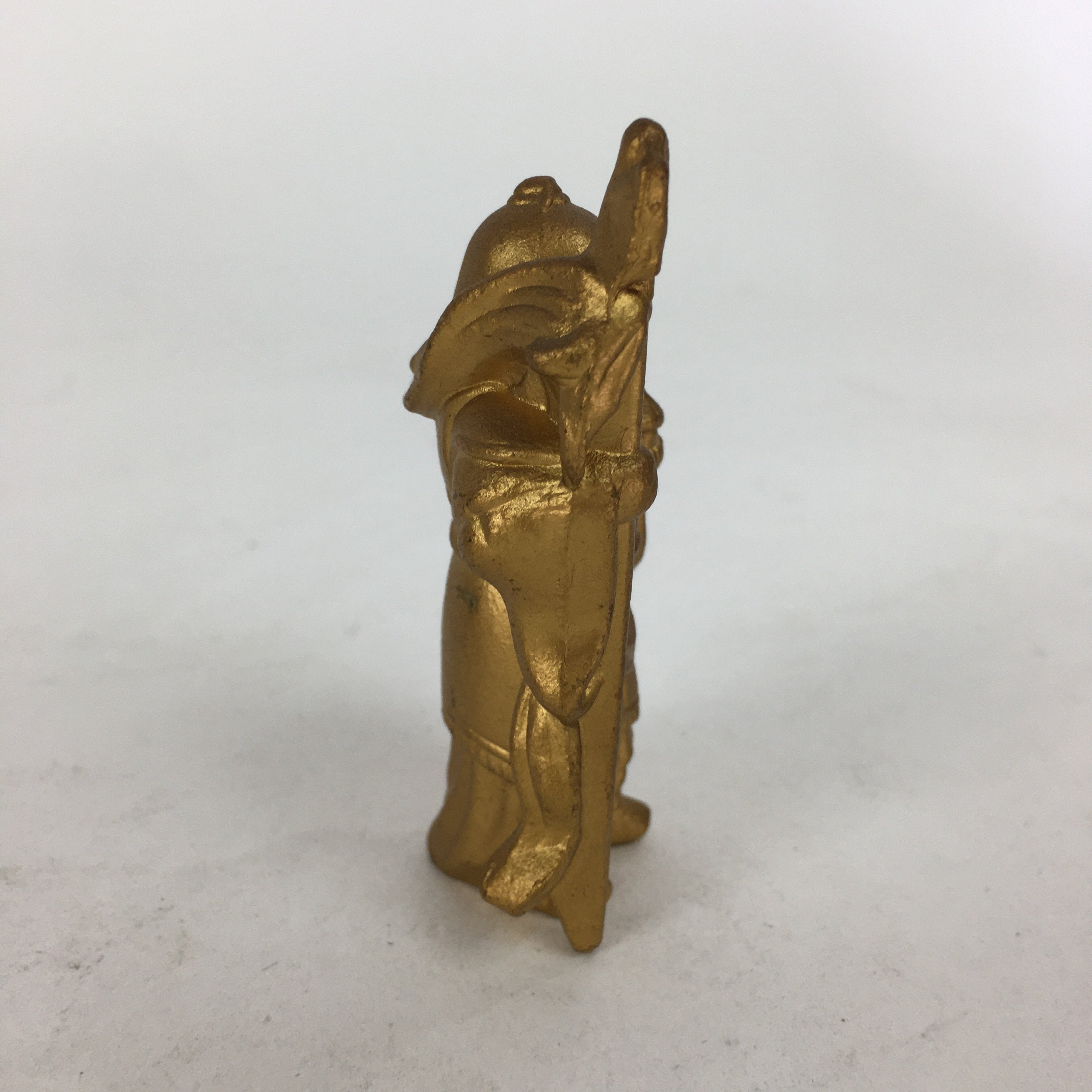 Japanese Brass 7Lucky Gods Statue Bishamonten Vtg Golden Figurine Okimono BD715