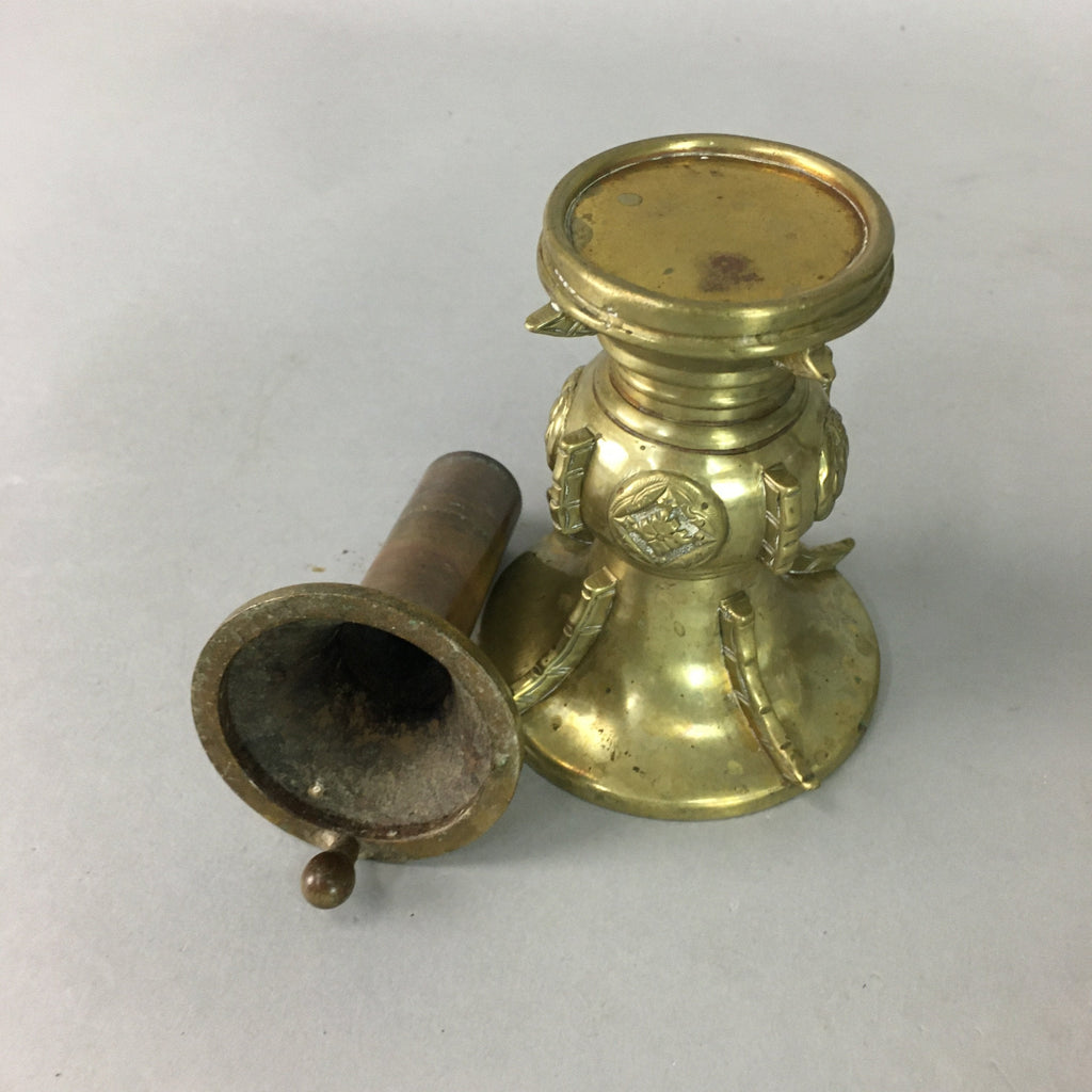 Japanese Brass Buddhist Altar Fitting Flower Vase Vtg Stand Butsudan BU83