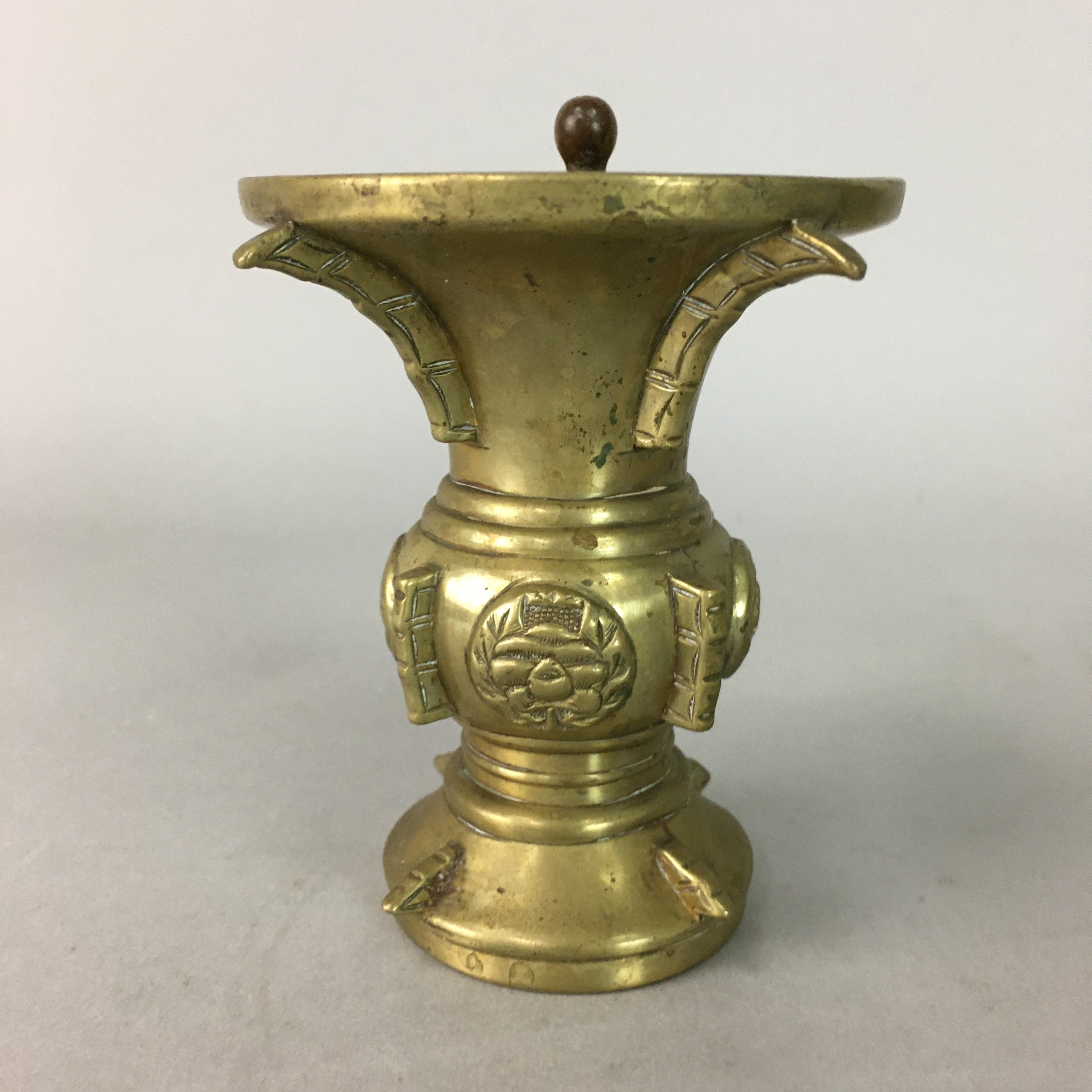 Japanese Brass Buddhist Altar Fitting Flower Vase Vtg Stand Butsudan BU83