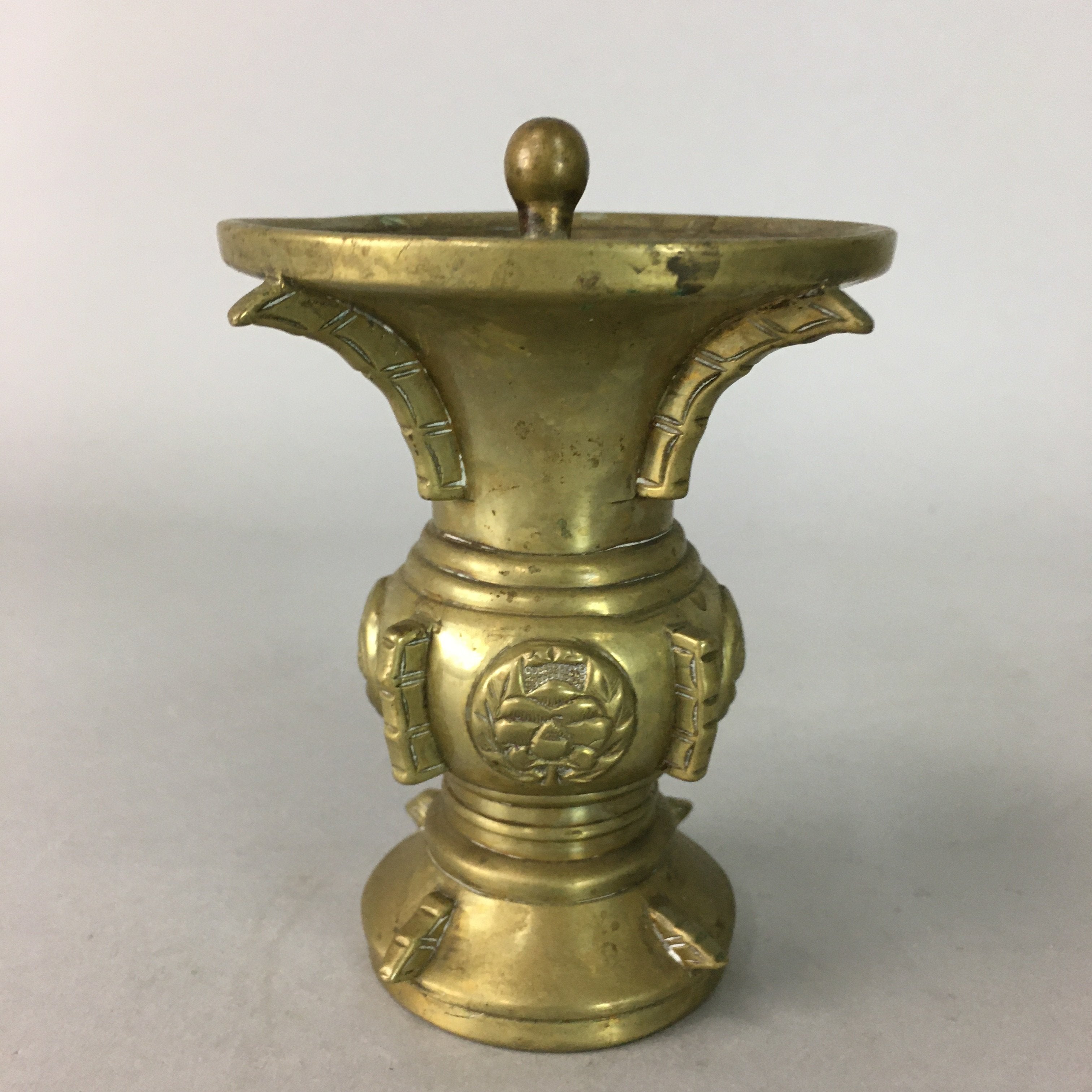 Japanese Brass Buddhist Altar Fitting Flower Vase Vtg Stand Butsudan BU83