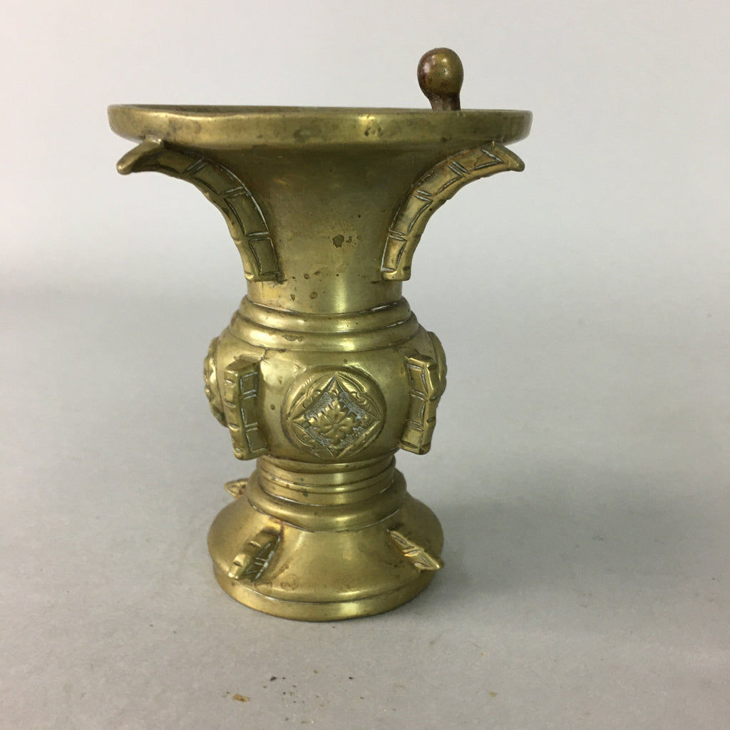 Japanese Brass Buddhist Altar Fitting Flower Vase Vtg Stand Butsudan BU83