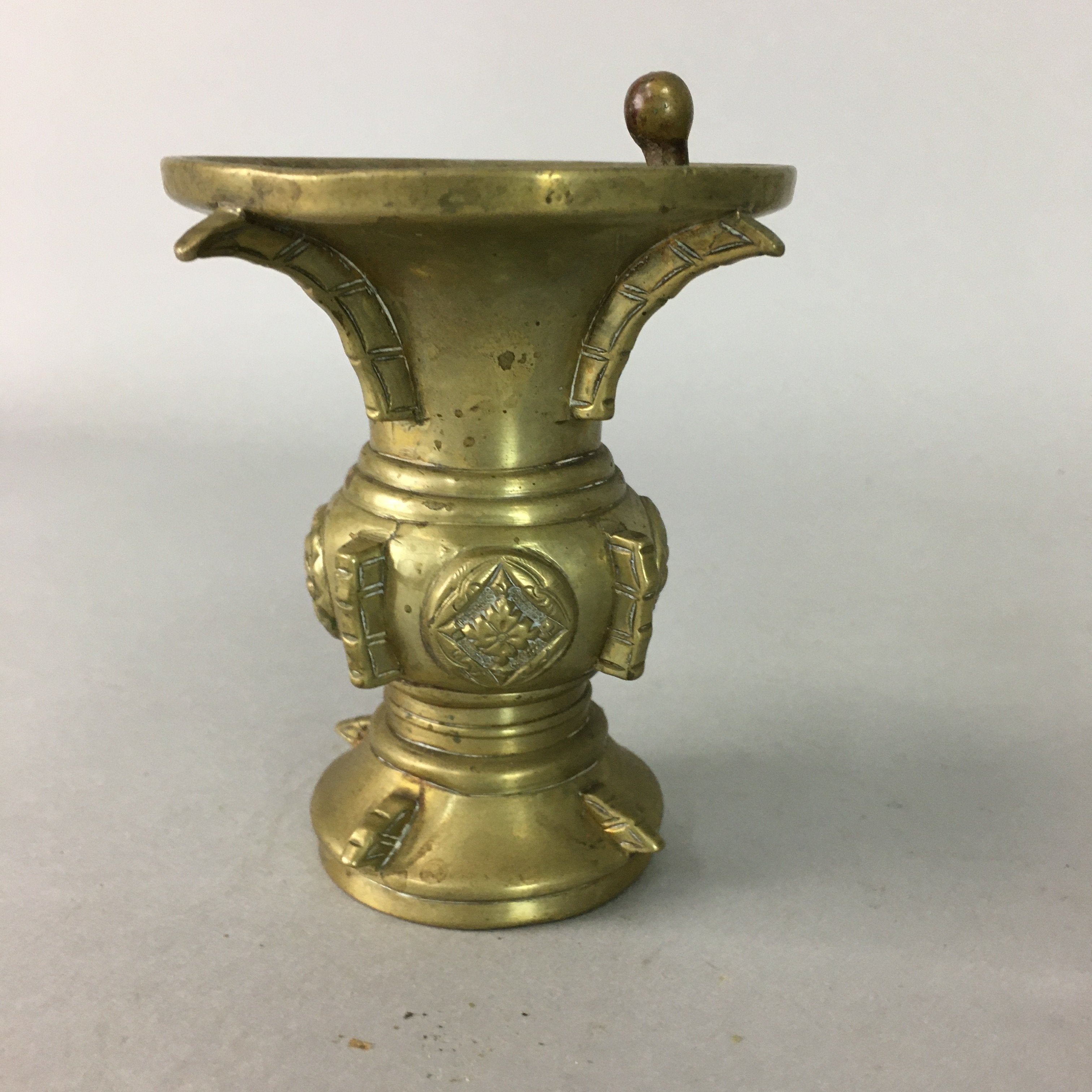 Japanese Brass Buddhist Altar Fitting Flower Vase Vtg Stand Butsudan BU83