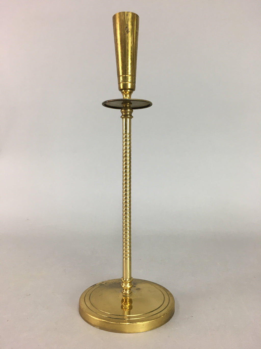 Japanese Brass Candle Stand Vtg Gold Metal Holder Shokudai J870