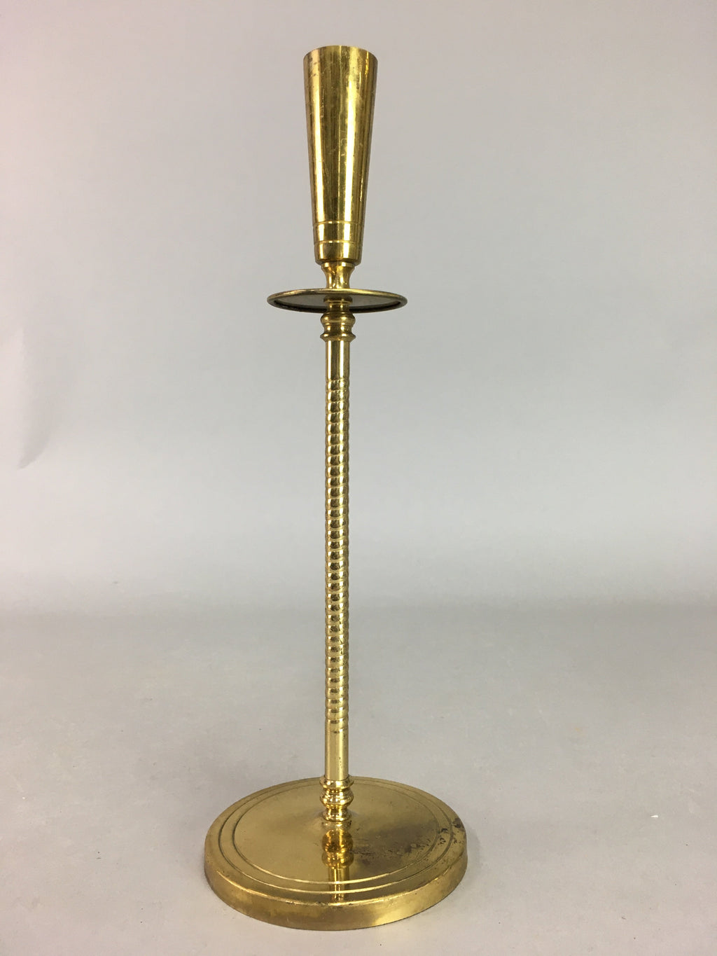 Japanese Brass Candle Stand Vtg Gold Metal Holder Shokudai J870