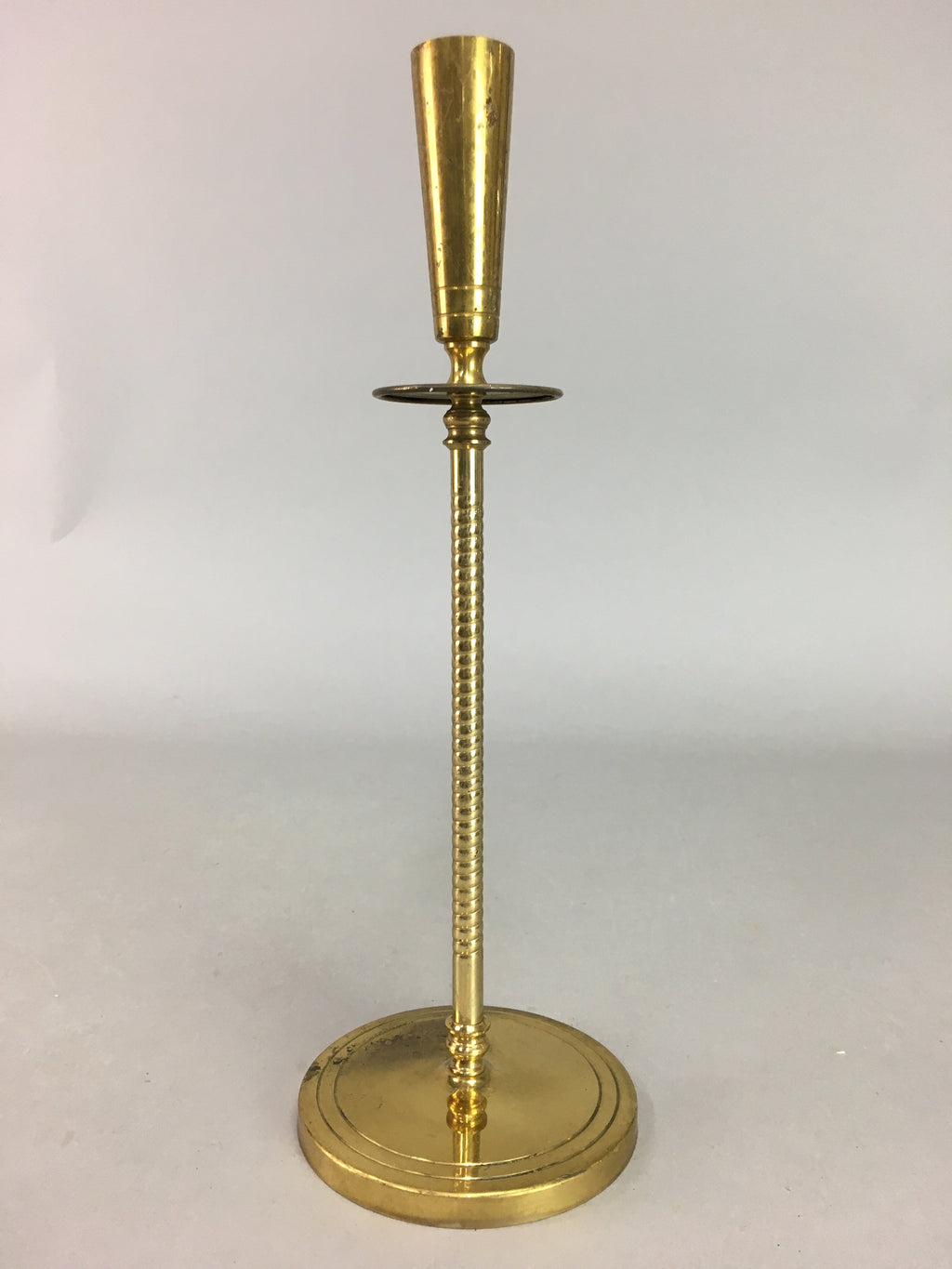 Japanese Brass Candle Stand Vtg Gold Metal Holder Shokudai J870