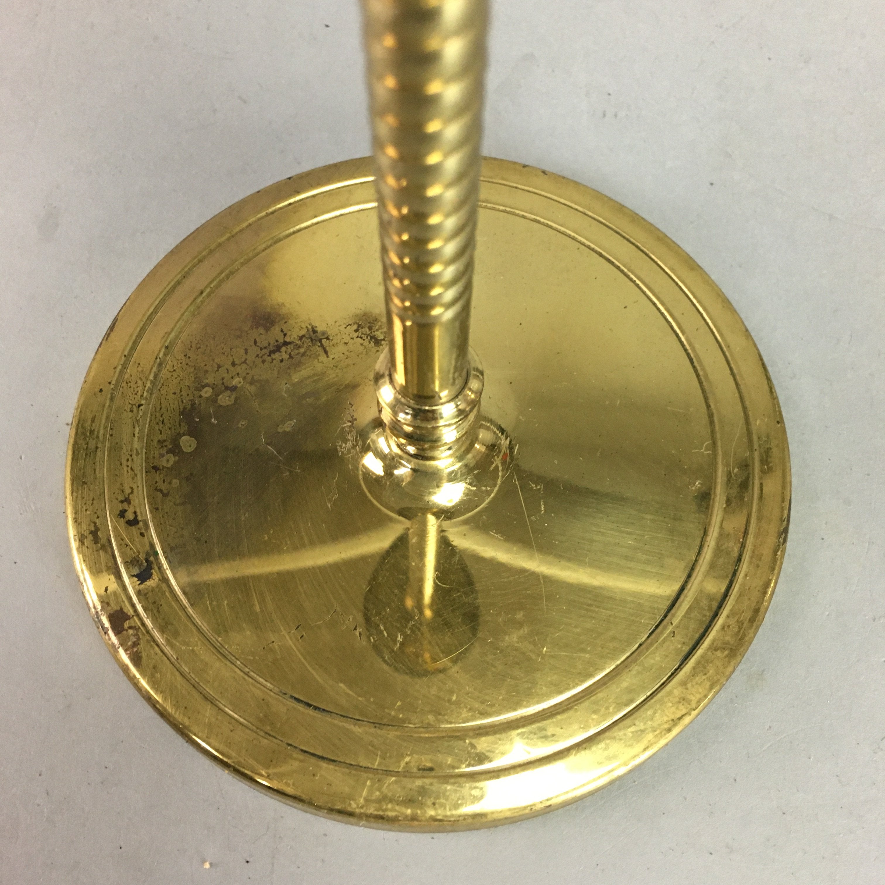 Japanese Brass Candle Stand Vtg Gold Metal Holder Shokudai J870