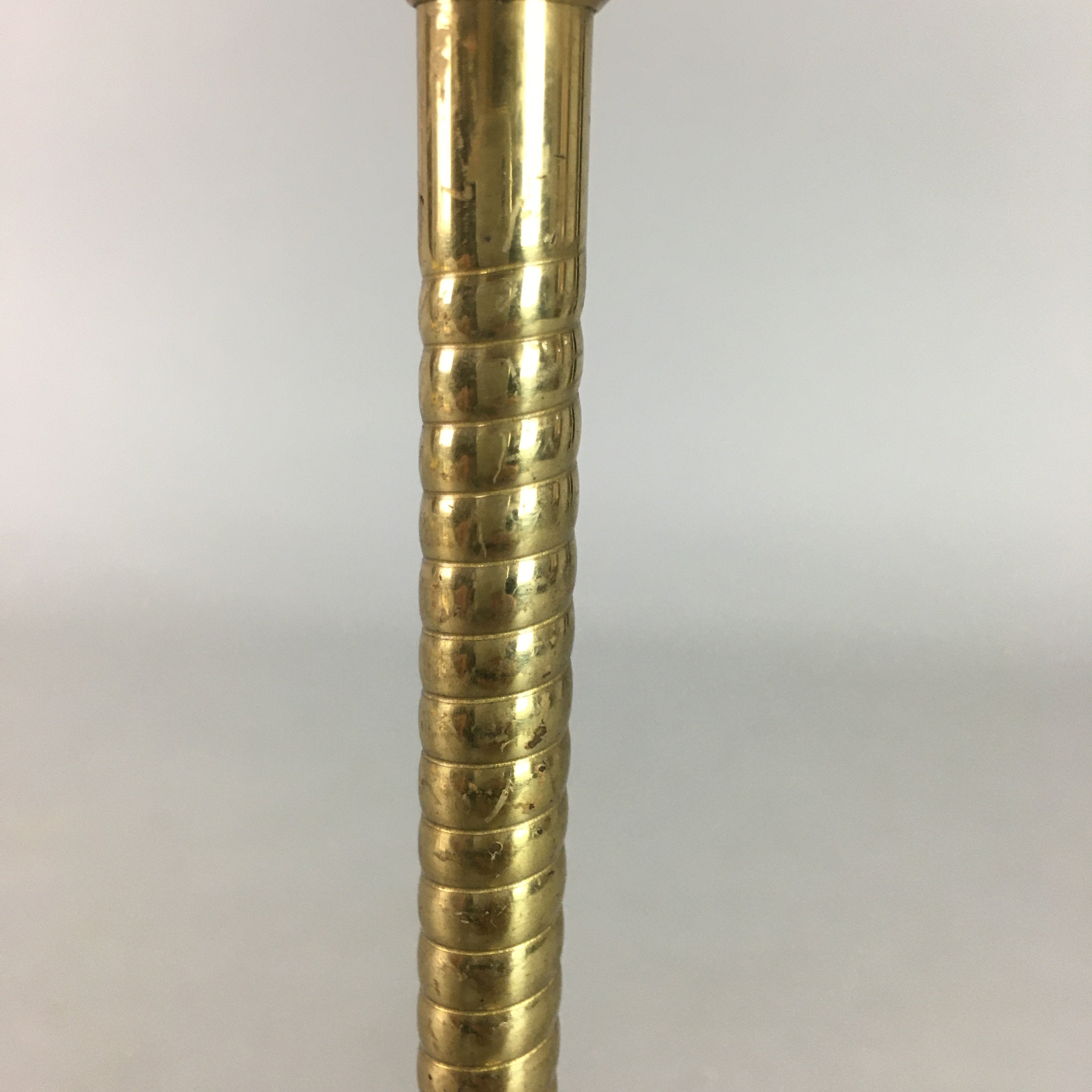 Japanese Brass Candle Stand Vtg Gold Metal Holder Shokudai J870