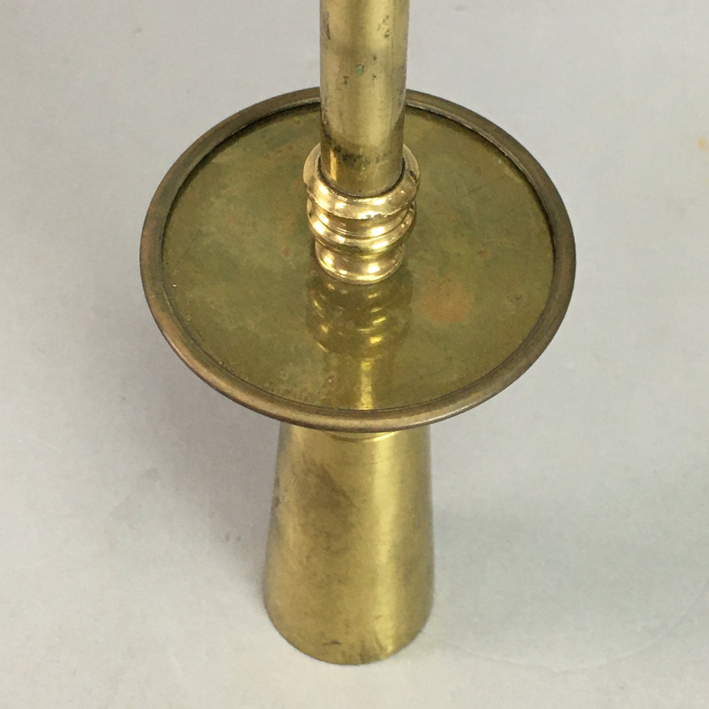 Japanese Brass Candle Stand Vtg Gold Metal Holder Shokudai J871