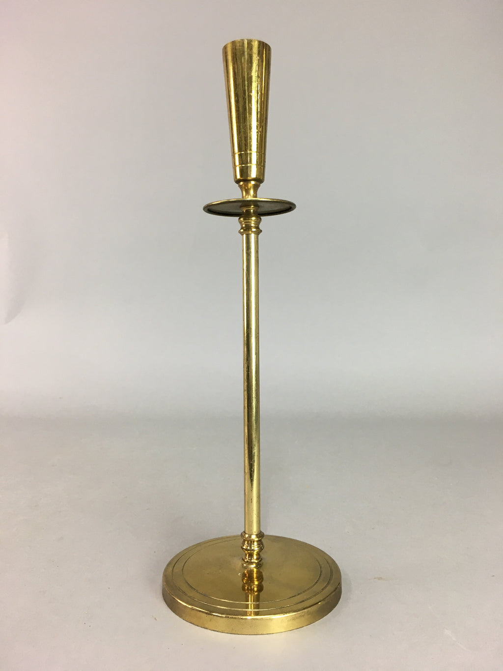 Japanese Brass Candle Stand Vtg Gold Metal Holder Shokudai J871