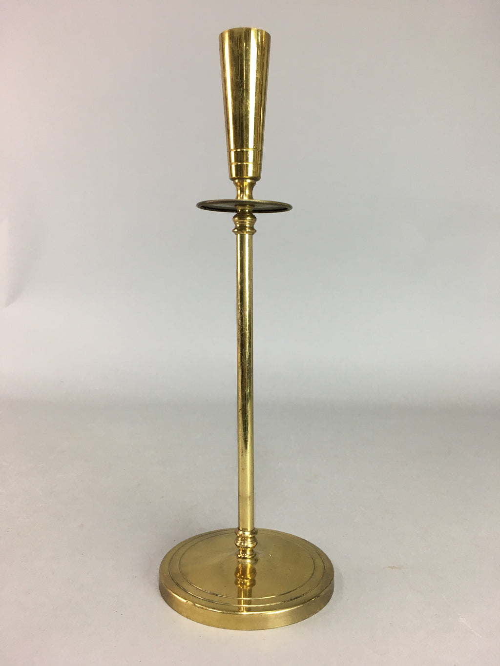 Japanese Brass Candle Stand Vtg Gold Metal Holder Shokudai J871