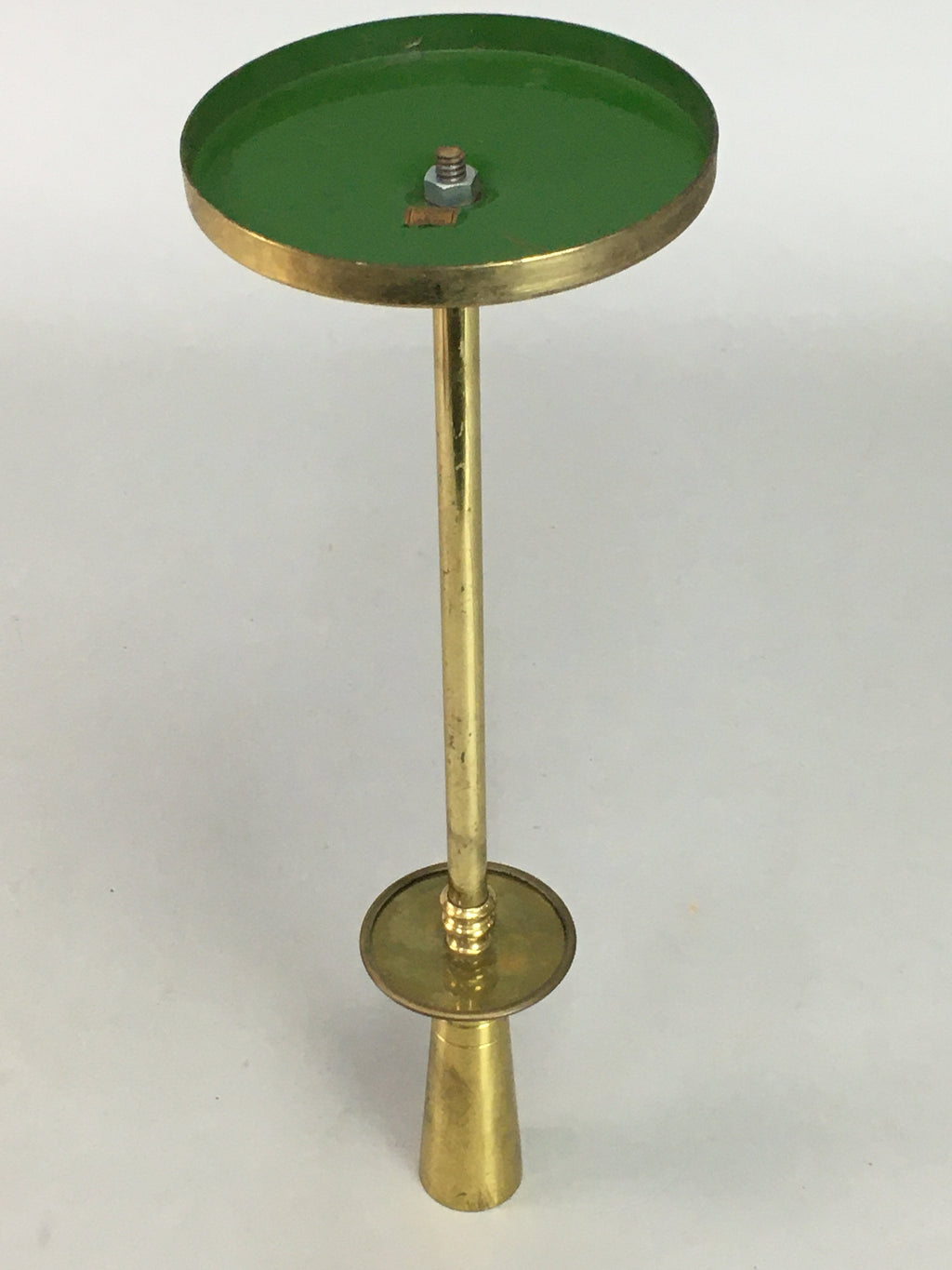 Japanese Brass Candle Stand Vtg Gold Metal Holder Shokudai J871