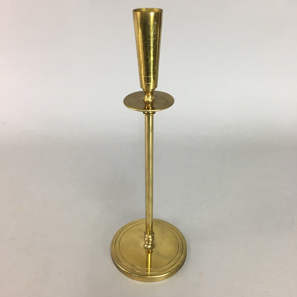 Japanese Brass Candle Stand Vtg Gold Metal Holder Shokudai J871