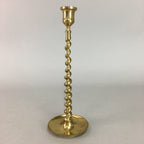 Japanese Brass Candle Stand Vtg Gold Metal Holder Twisted Stem Shokudai J869