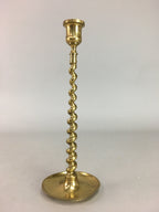 Japanese Brass Candle Stand Vtg Gold Metal Holder Twisted Stem Shokudai J869