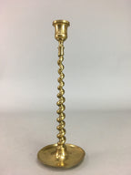 Japanese Brass Candle Stand Vtg Gold Metal Holder Twisted Stem Shokudai J869