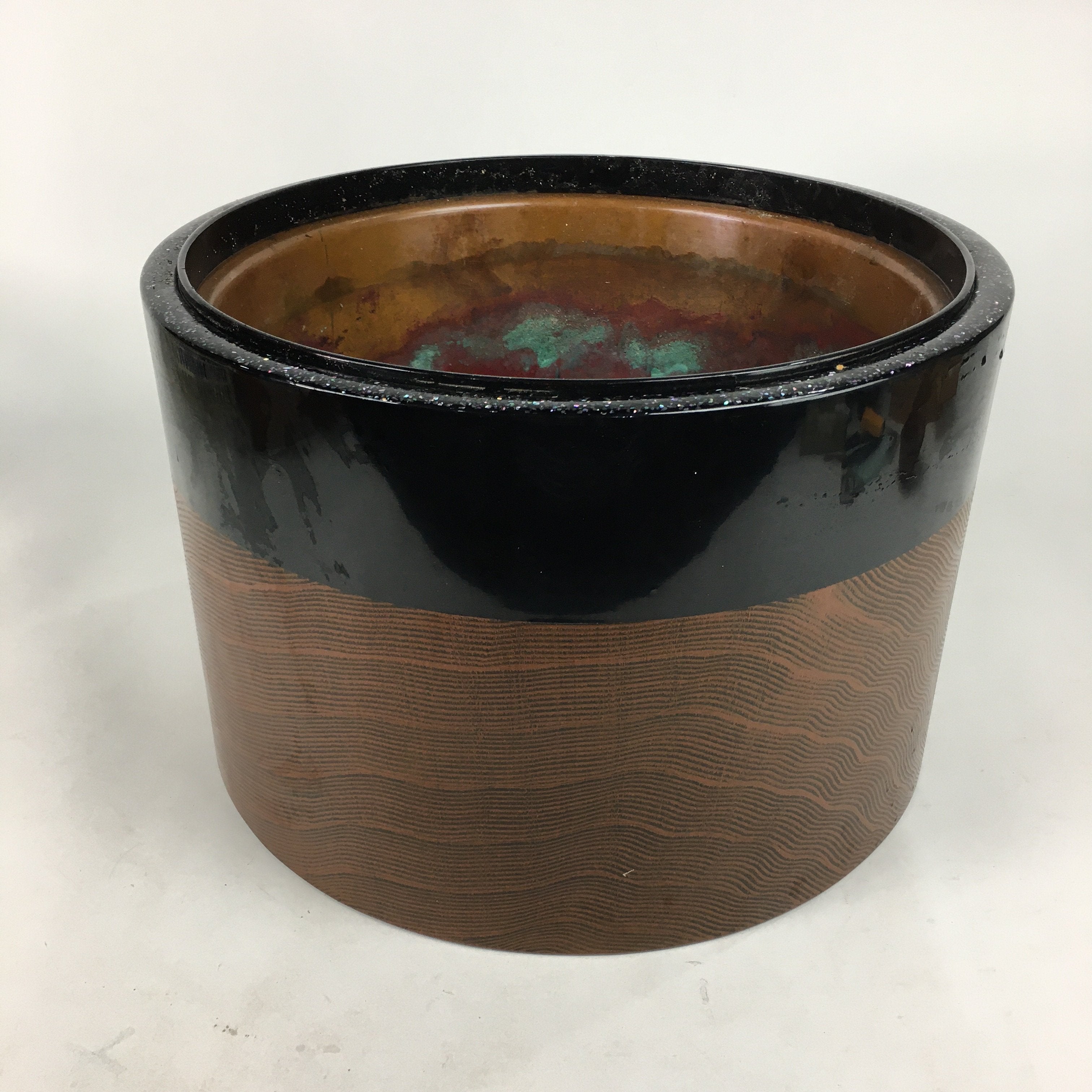 Japanese Brazier Ash Pot Fire Pit Vtg Brass Tea Ceremony Brown Hibachi H38