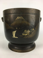 Japanese Brazier Gotoku Tea Ceremony Vtg Copper Fire Pit Ash Pot Hibachi H43