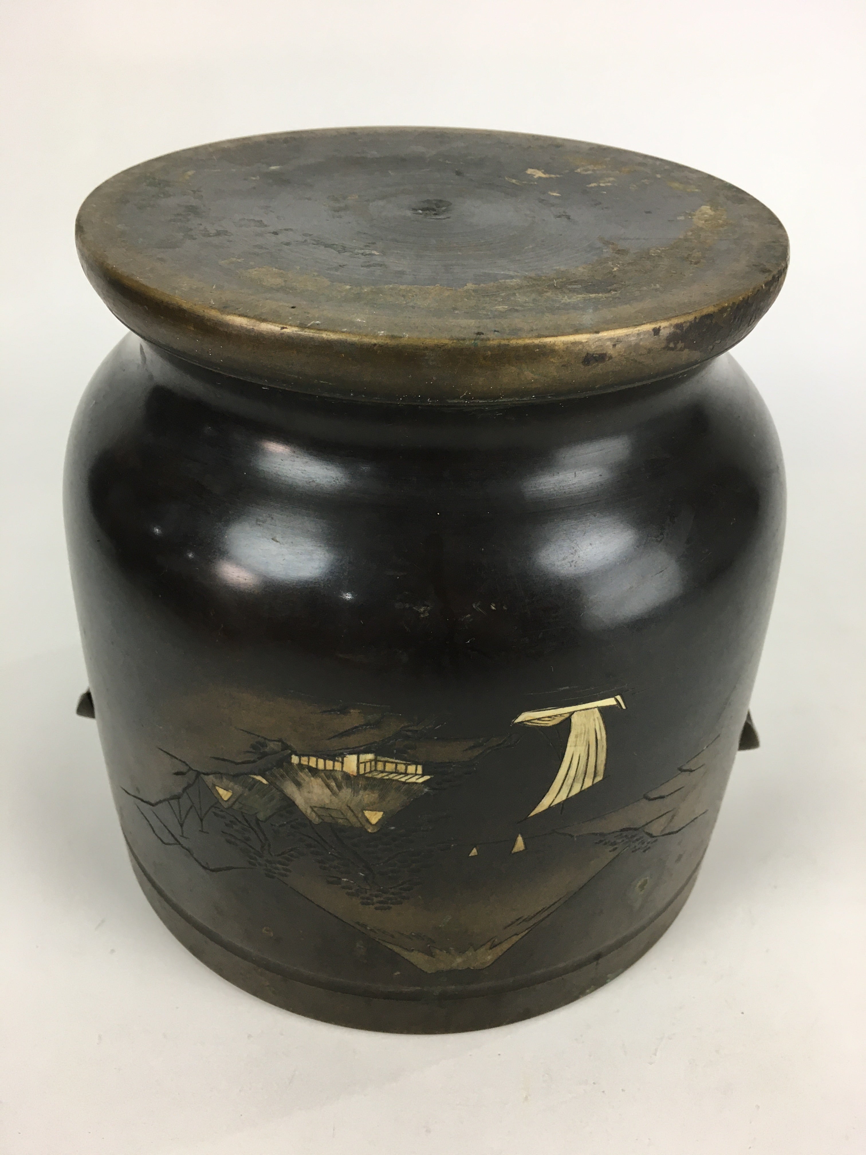 Japanese Brazier Gotoku Tea Ceremony Vtg Copper Fire Pit Ash Pot Hibachi H43