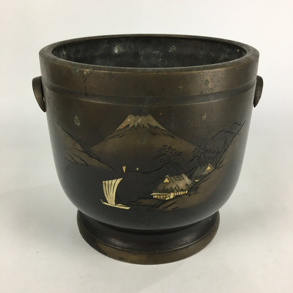 Japanese Brazier Gotoku Tea Ceremony Vtg Copper Fire Pit Ash Pot Hibachi H43