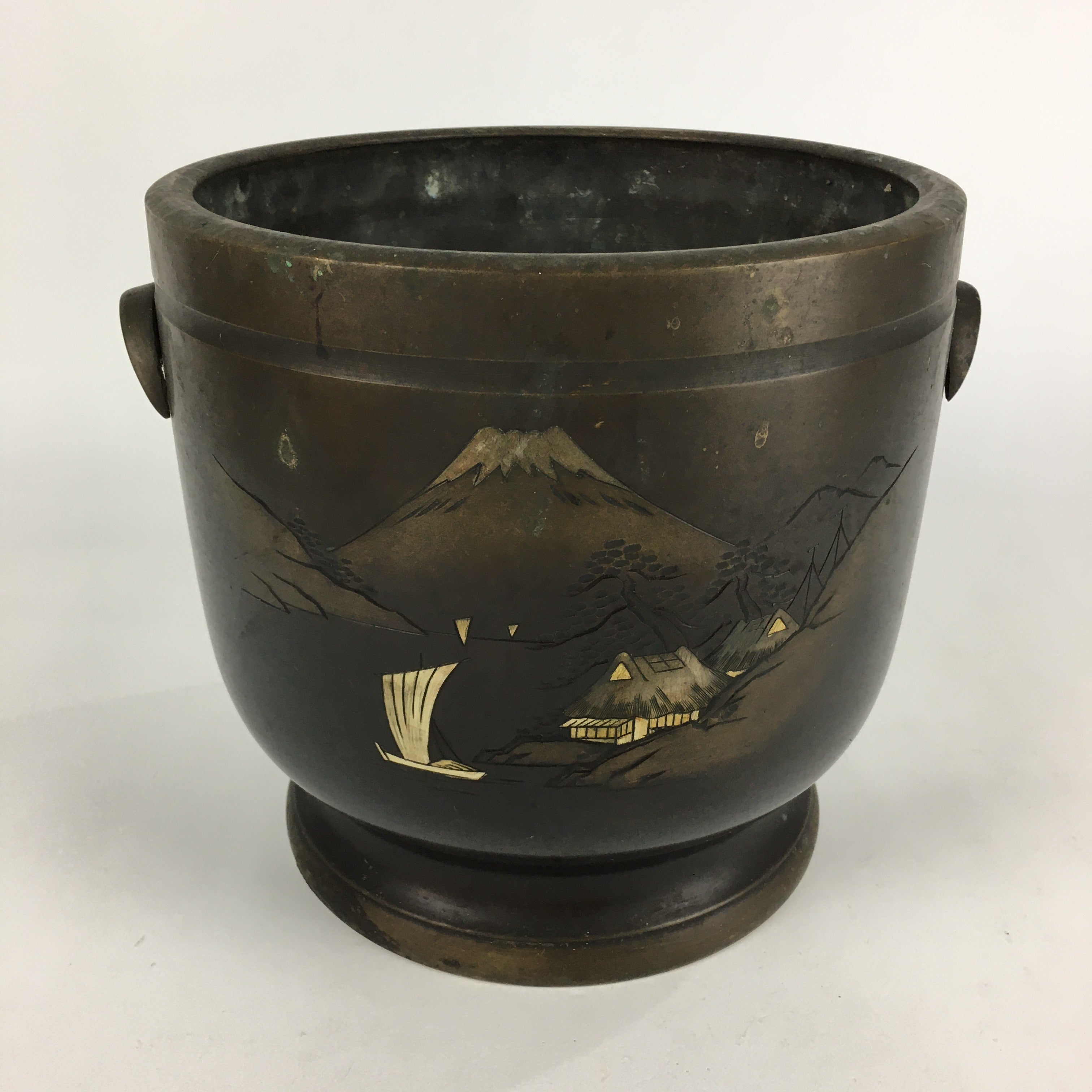Japanese Brazier Gotoku Tea Ceremony Vtg Copper Fire Pit Ash Pot Hibachi H43