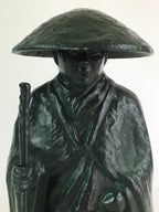 Japanese Bronze Buddhist Statue Vtg Figurine Monk Shinran-Shonin BD821