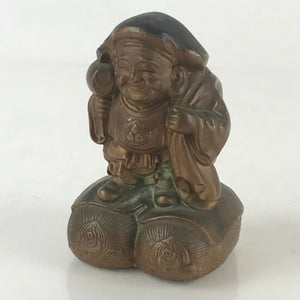 Japanese Bronze Engraving Daikokuten Small Figurine Gold Vtg 7 Lucky Gods BD861