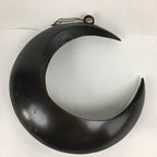 Japanese Bronze Flower Vase Vtg Crescent Moon Shape Black Ikebana Suiban FV942