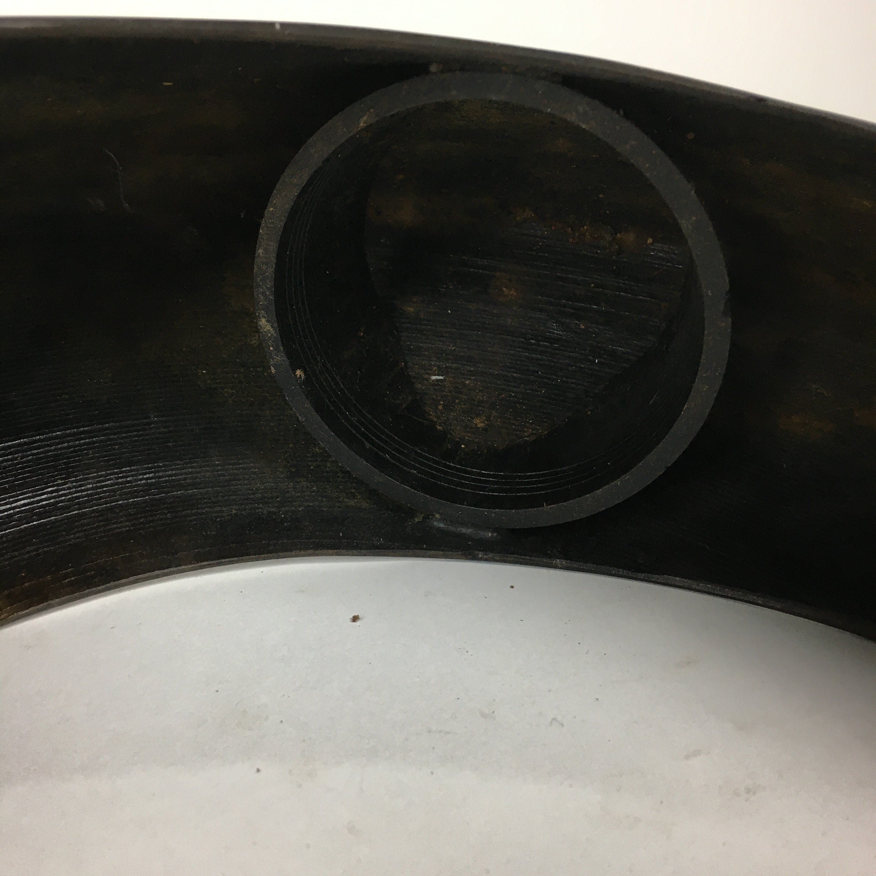 Japanese Bronze Flower Vase Vtg Crescent Moon Shape Black Ikebana Suiban FV942