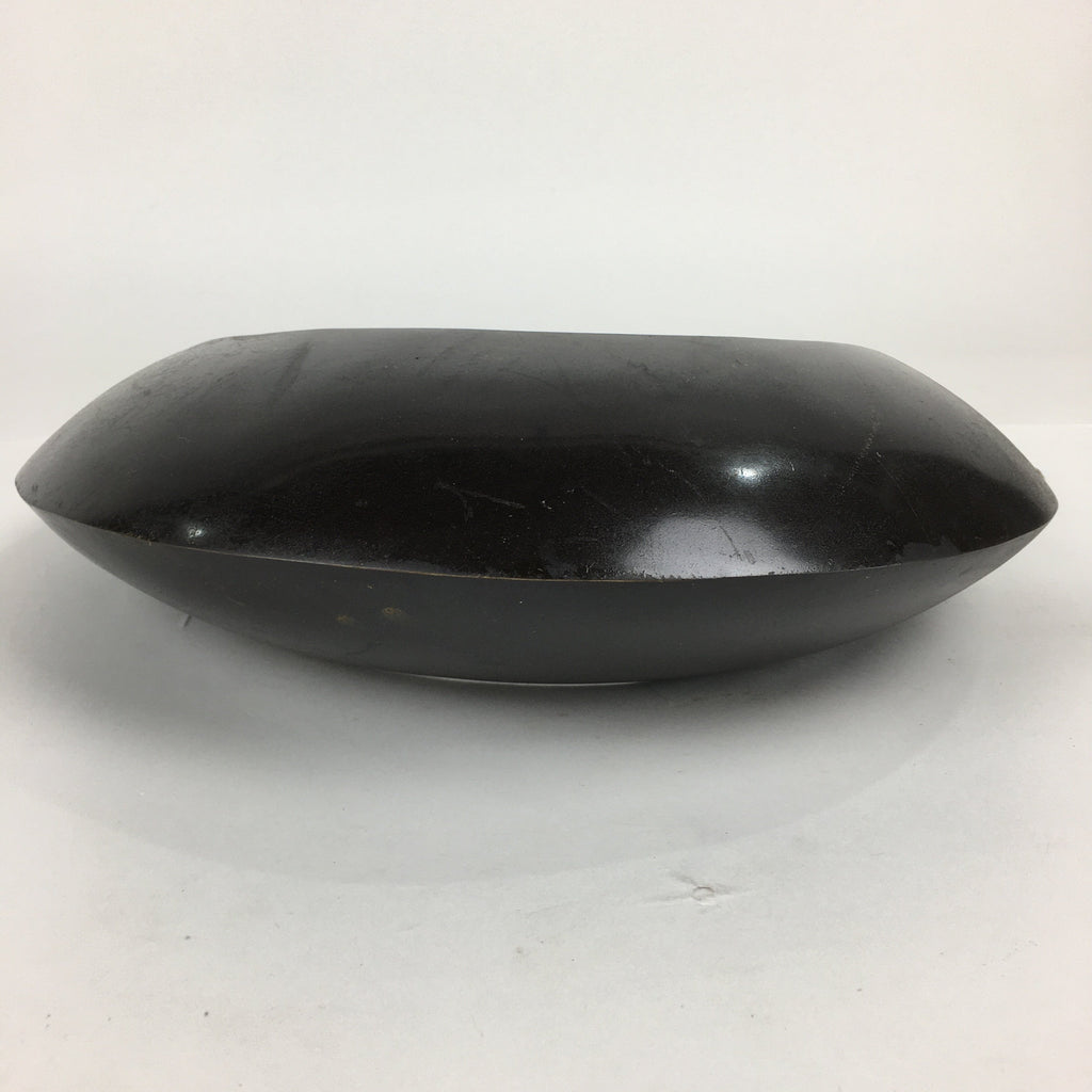 Japanese Bronze Flower Vase Vtg Crescent Moon Shape Black Ikebana Suiban FV942