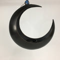 Japanese Bronze Flower Vase Vtg Crescent Moon Shape Black Ikebana Suiban FV942