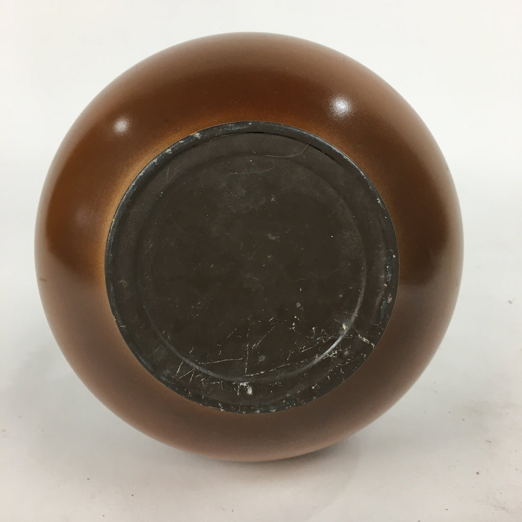 Japanese Bronze Flower Vase Vtg Metal Kabin Ikebana Arrangement Brown PX555