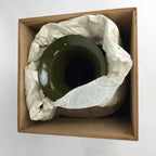 Japanese Bronze Flower Vase Vtg Metal Kabin Ikebana Arrangement Green PX554