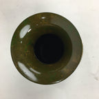 Japanese Bronze Flower Vase Vtg Metal Kabin Ikebana Arrangement Green PX554
