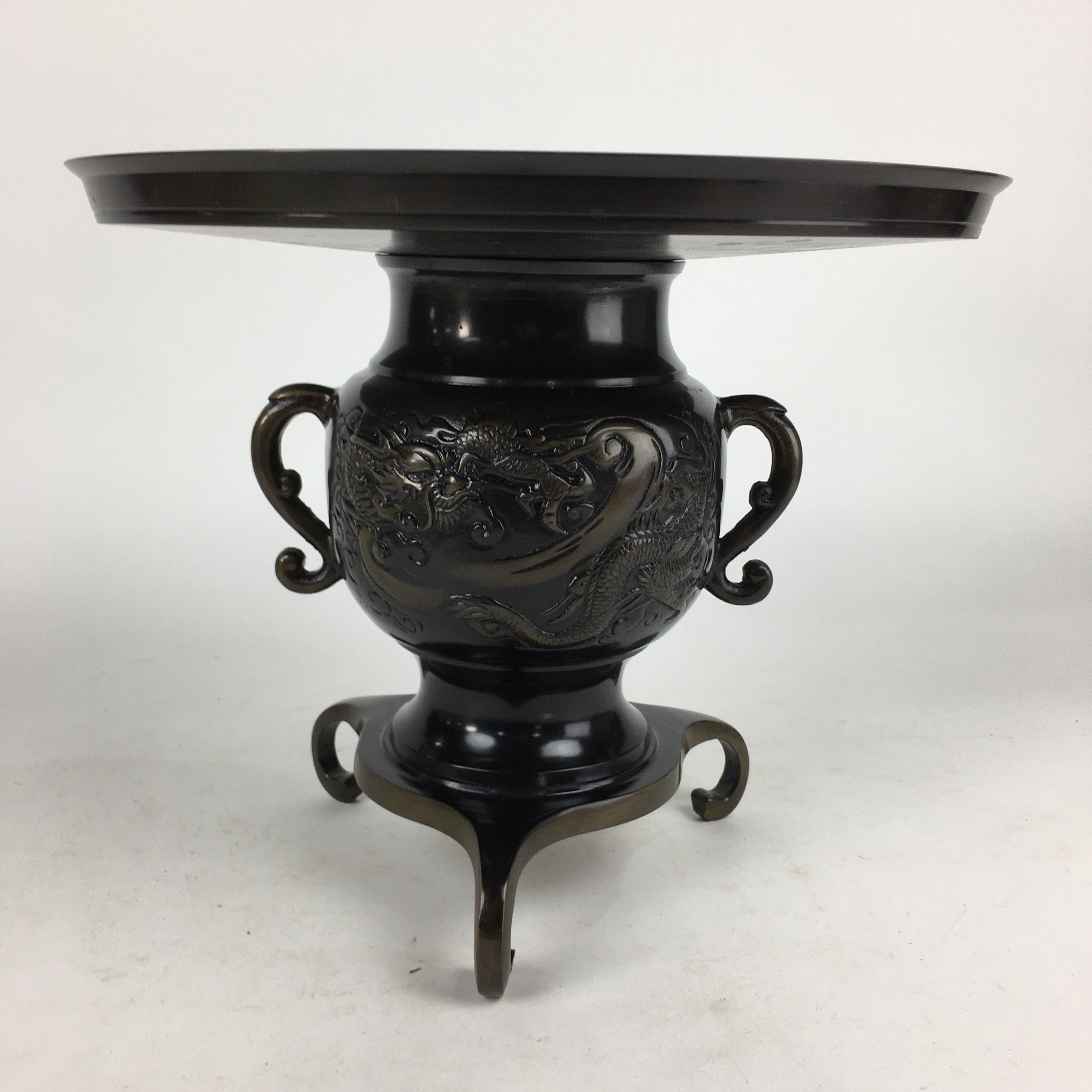 Japanese Bronze Flower Vase Vtg Usubata Ikebana Arrangement UB53