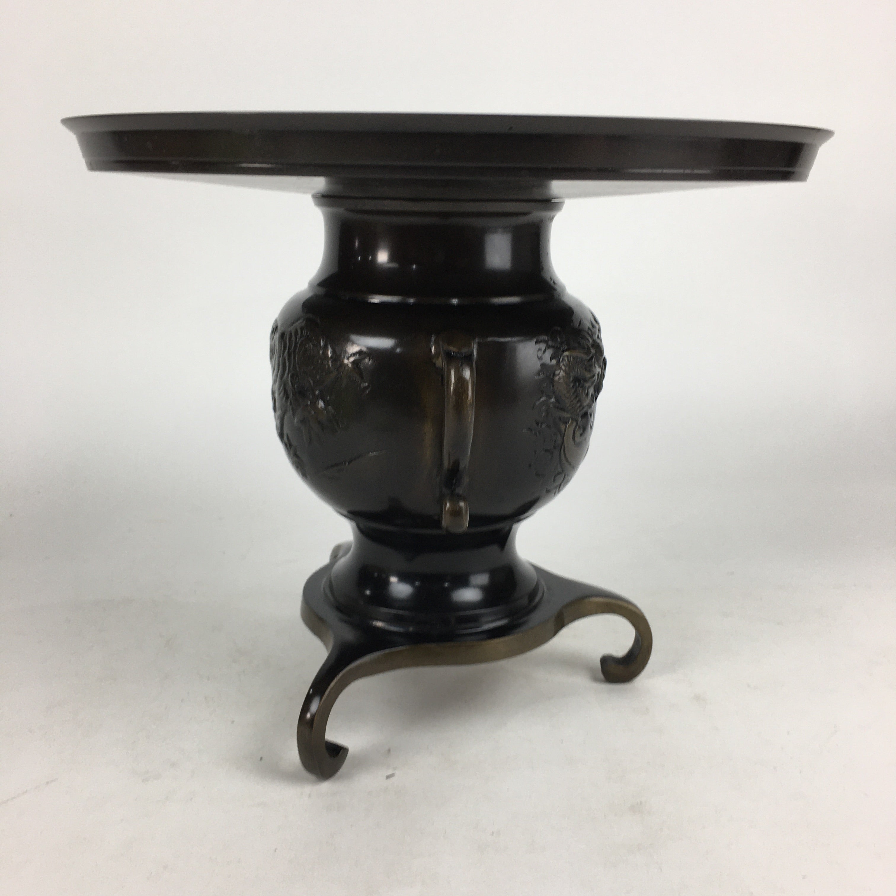 Japanese Bronze Flower Vase Vtg Usubata Ikebana Arrangement UB53