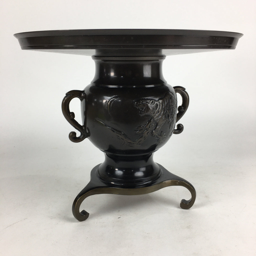 Japanese Bronze Flower Vase Vtg Usubata Ikebana Arrangement UB53