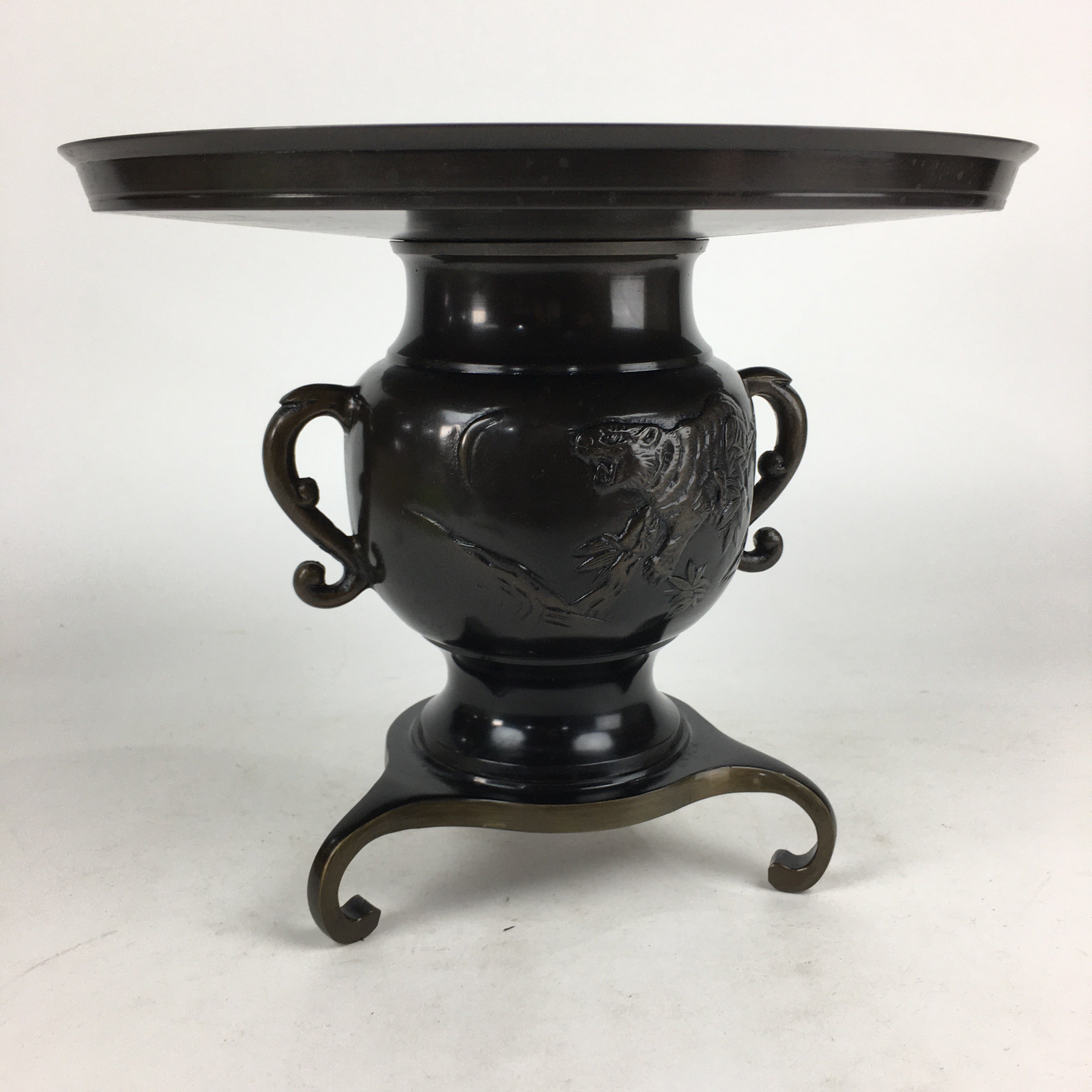 Japanese Bronze Flower Vase Vtg Usubata Ikebana Arrangement UB53