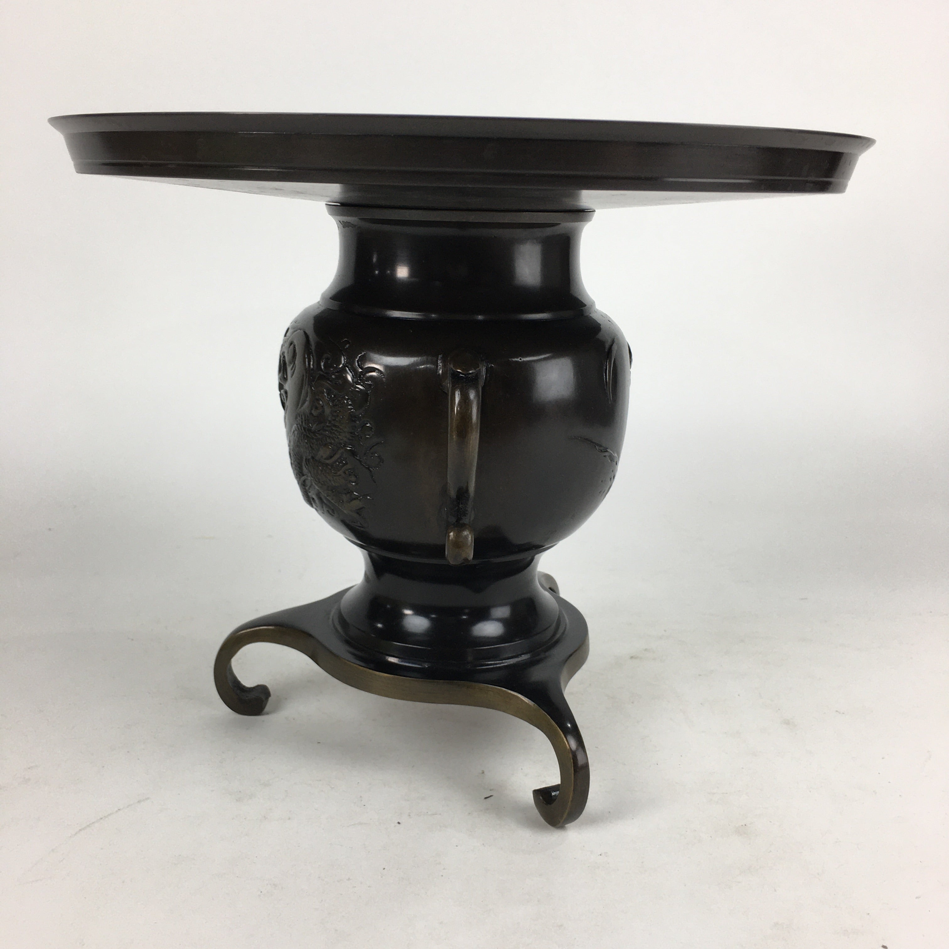 Japanese Bronze Flower Vase Vtg Usubata Ikebana Arrangement UB53
