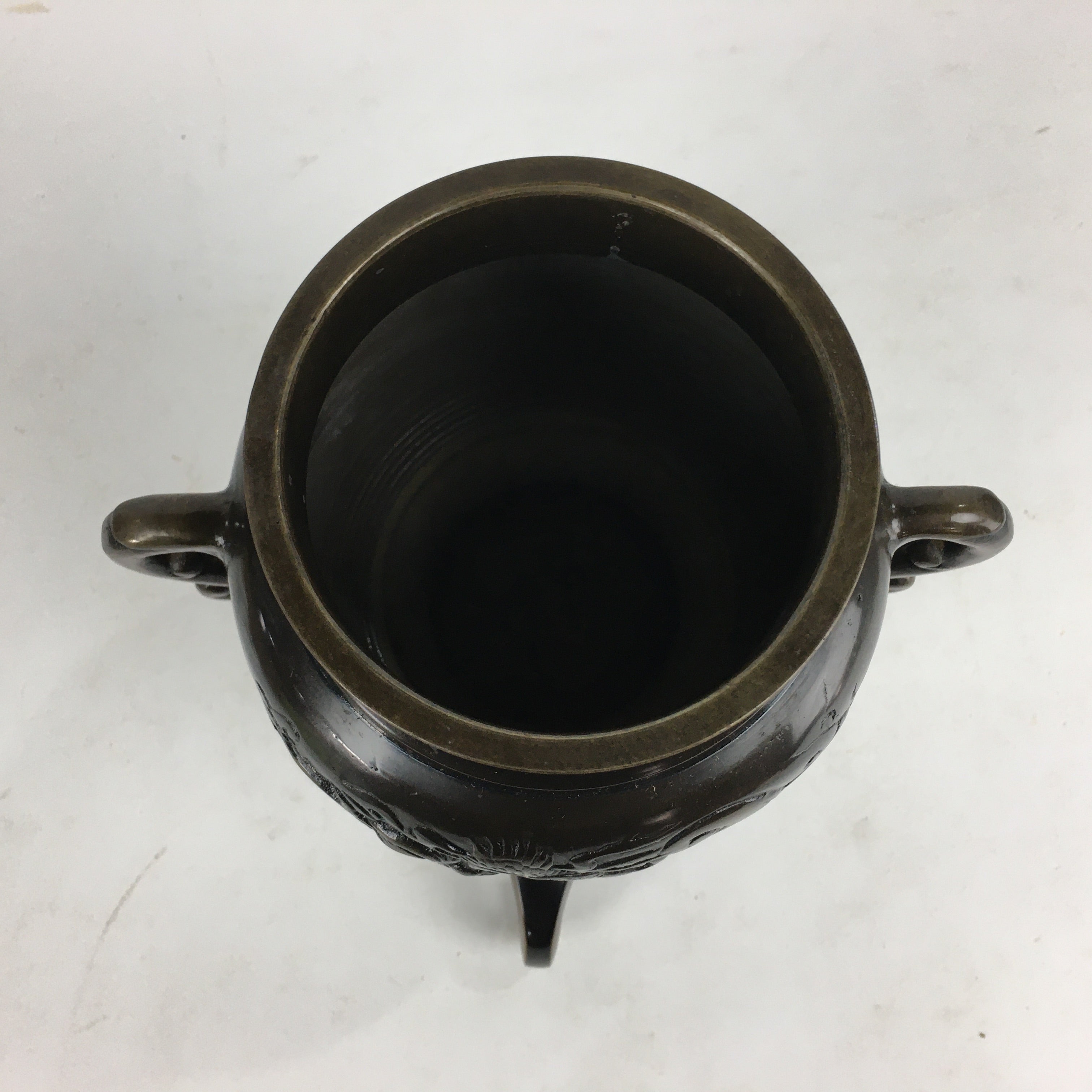 Japanese Bronze Flower Vase Vtg Usubata Ikebana Arrangement UB53