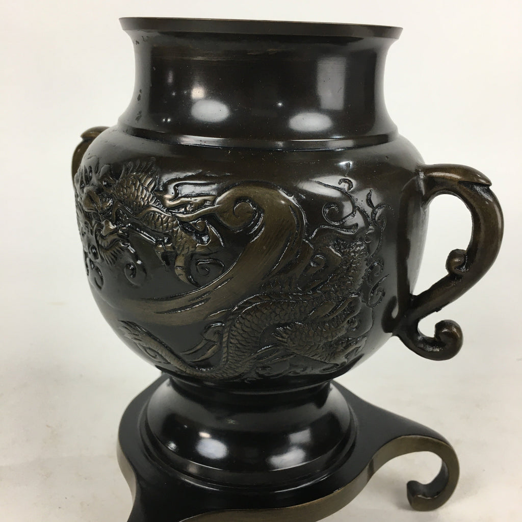 Japanese Bronze Flower Vase Vtg Usubata Ikebana Arrangement UB53