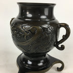 Japanese Bronze Flower Vase Vtg Usubata Ikebana Arrangement UB53