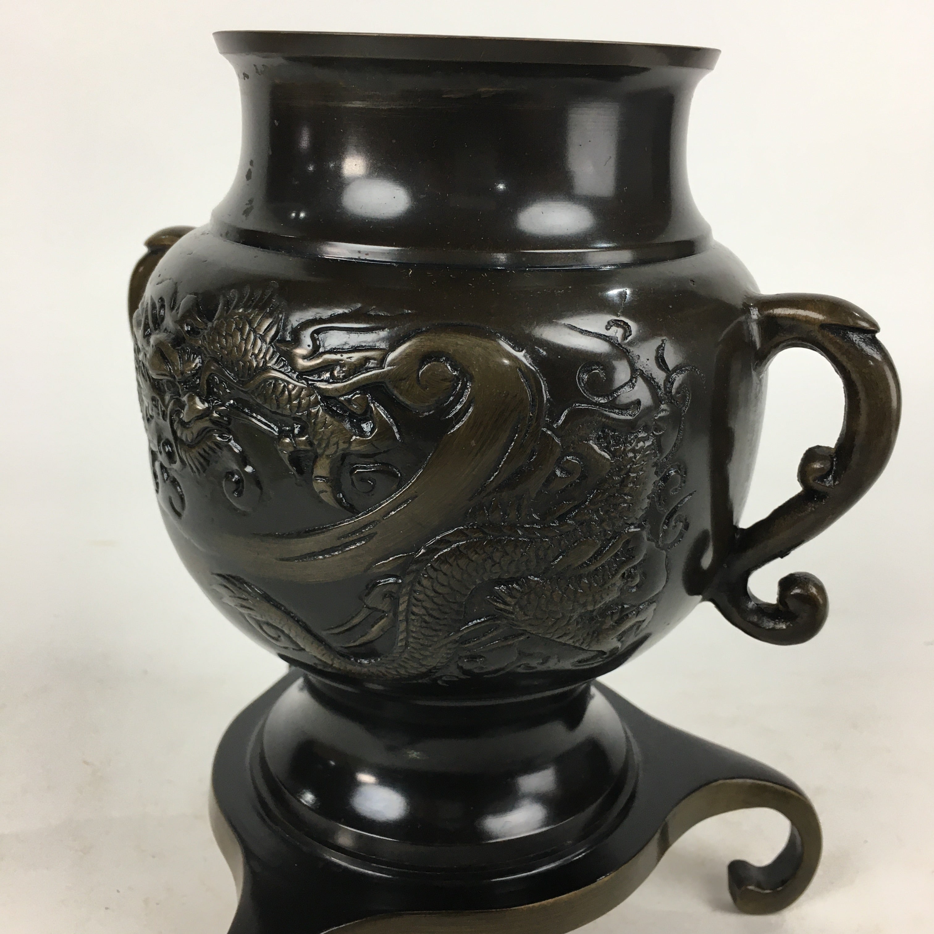 Japanese Bronze Flower Vase Vtg Usubata Ikebana Arrangement UB53