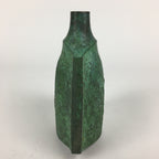 Japanese Bronze Flower Vase Vtg Vase Single Flower Vase Green Ikebana FV949