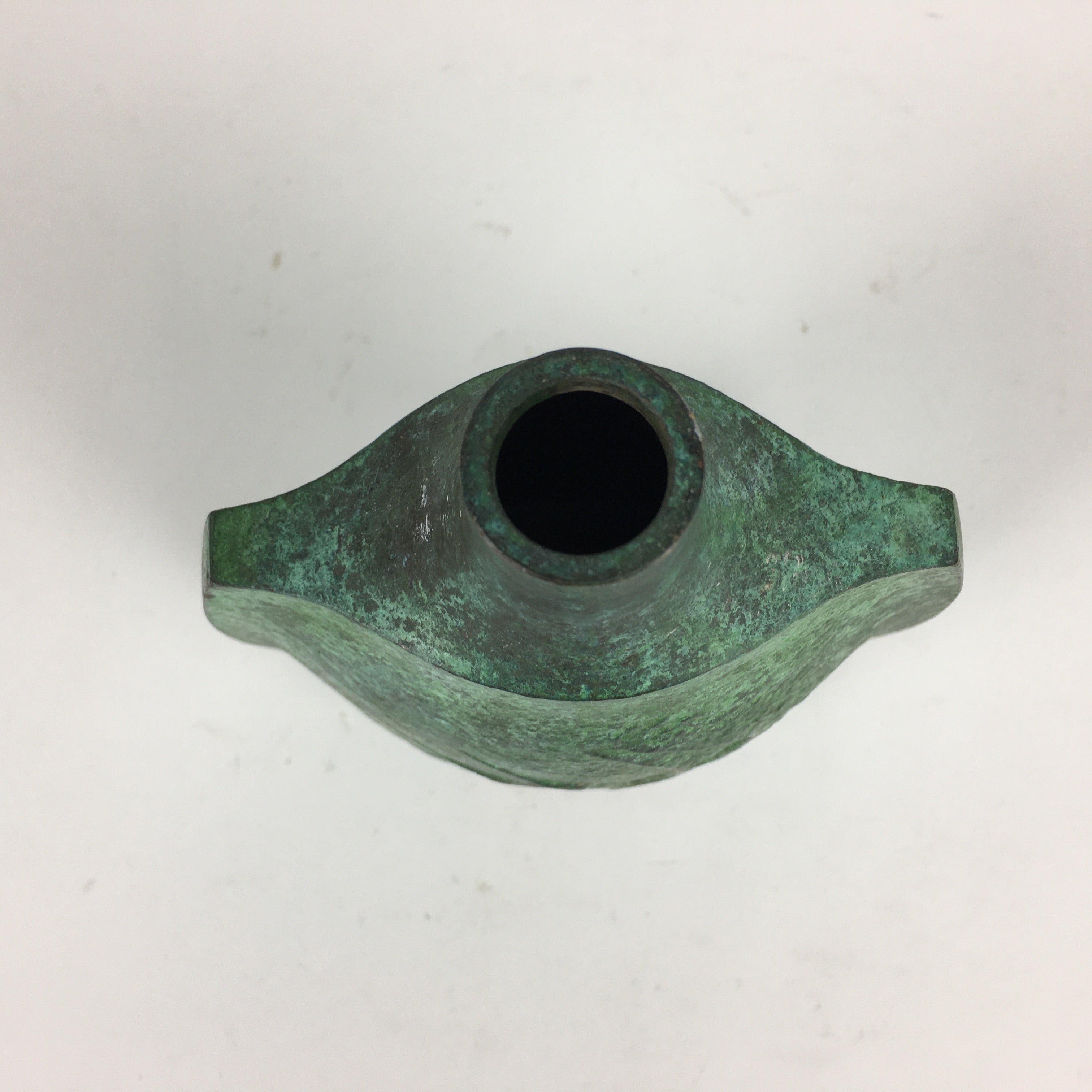 Japanese Bronze Flower Vase Vtg Vase Single Flower Vase Green Ikebana FV949