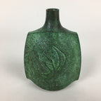 Japanese Bronze Flower Vase Vtg Vase Single Flower Vase Green Ikebana FV949